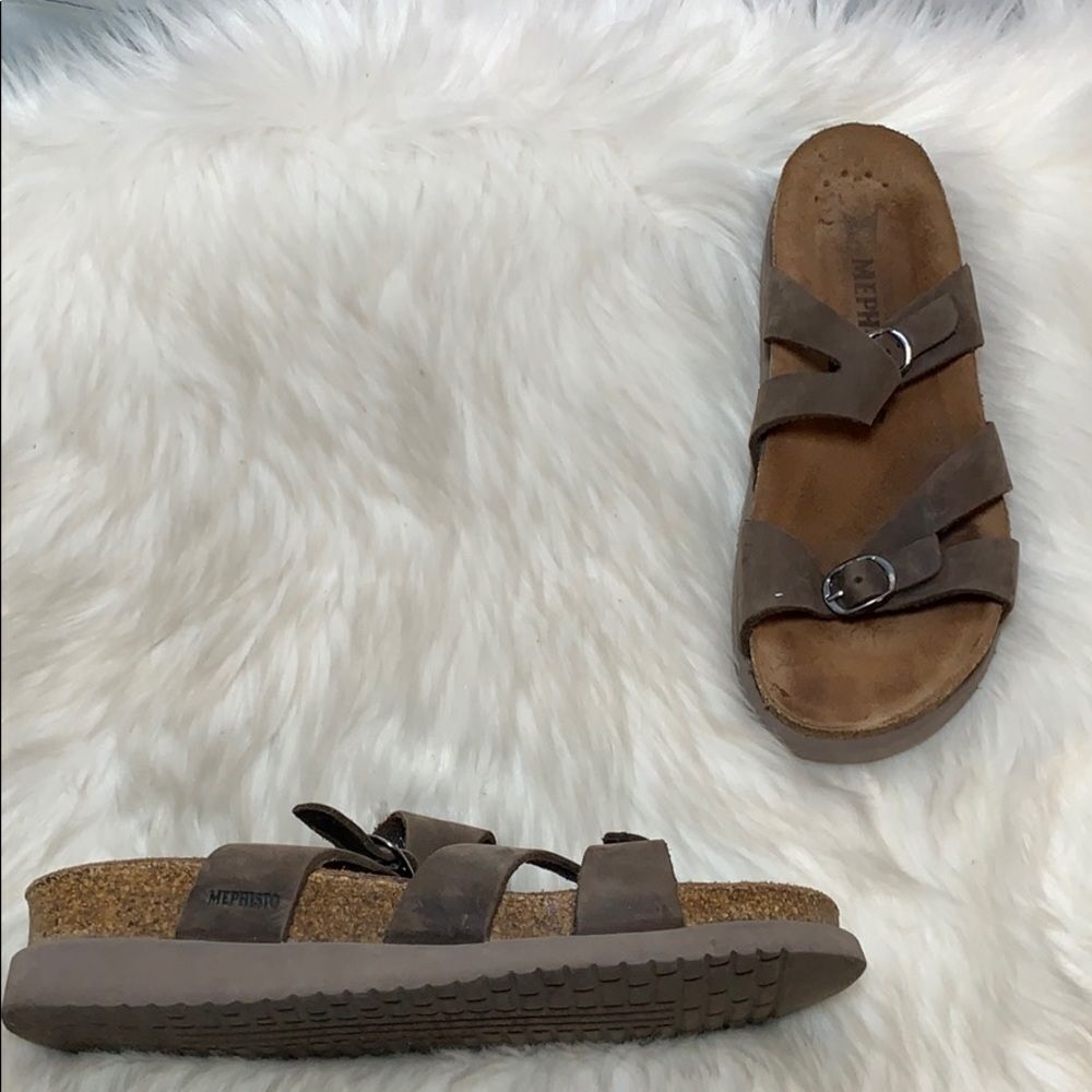 Mephisto Pastora Nubuck Taupe Brown Sandal Sz 40/9‎